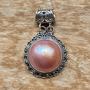 PD 15275 PPL-(HANDMADE 925 BALI SILVER FILIGREE PENDANTS WITH MABE PEARL)